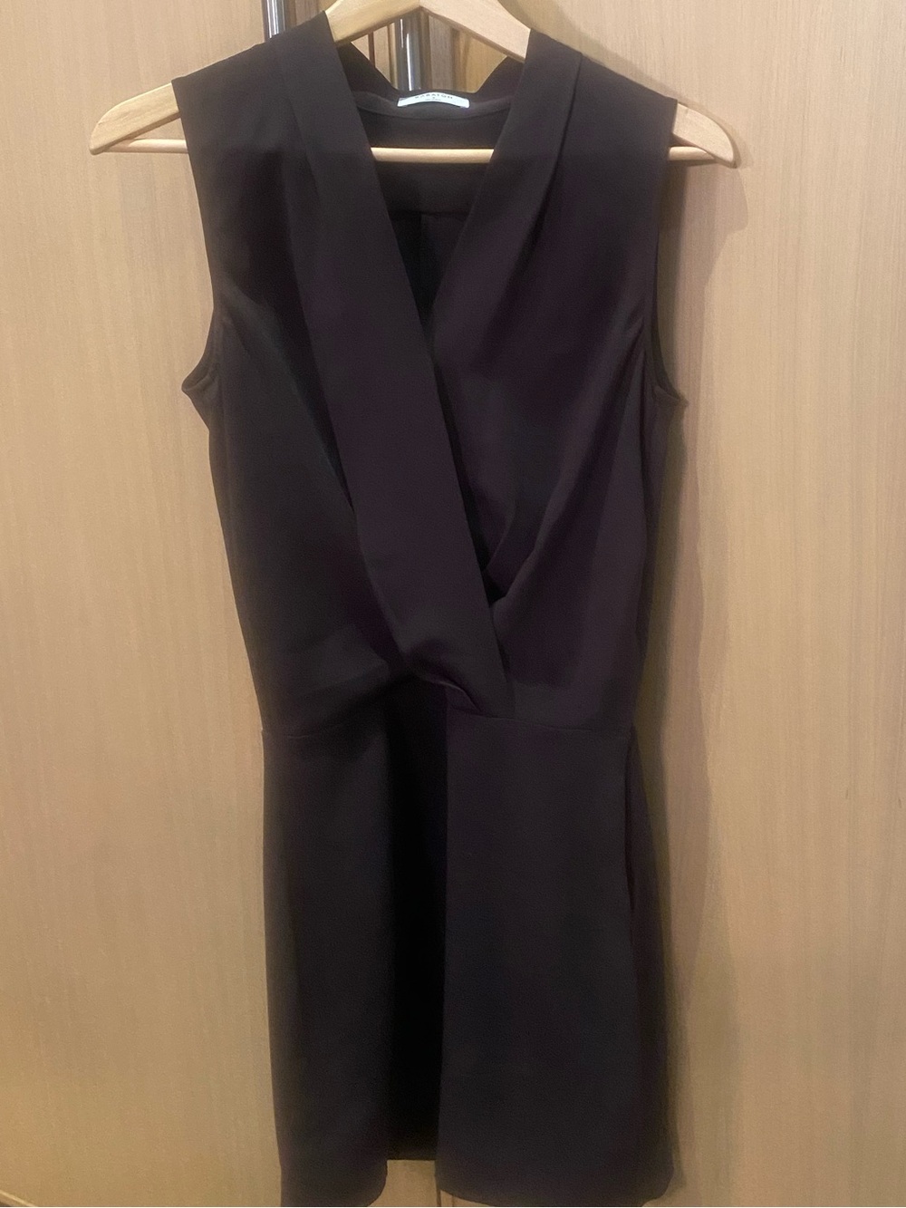 Babaton Black Sleeveless V-Neck Mini Dress